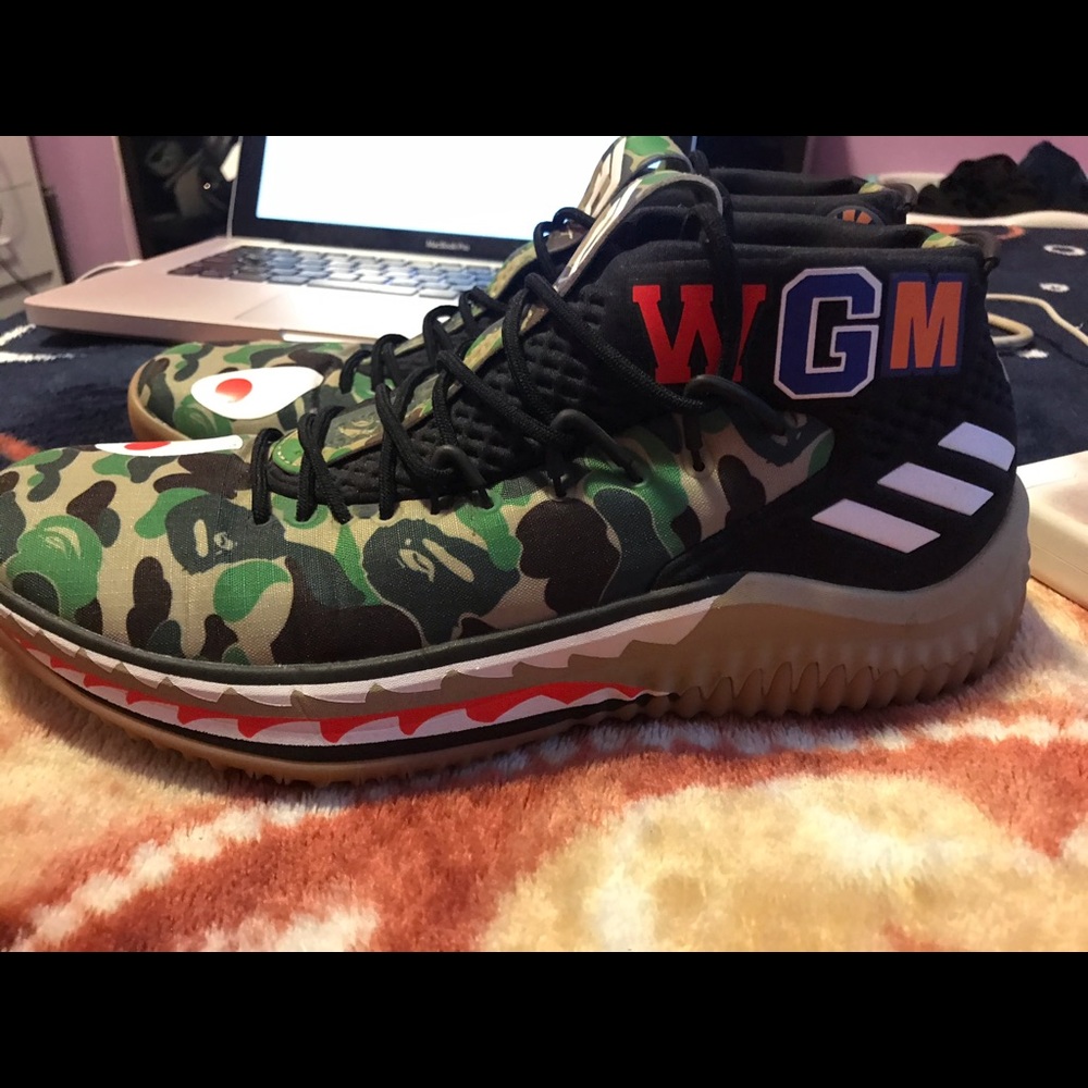 Adidas dame 4 a bathing ape camp shoes size 9